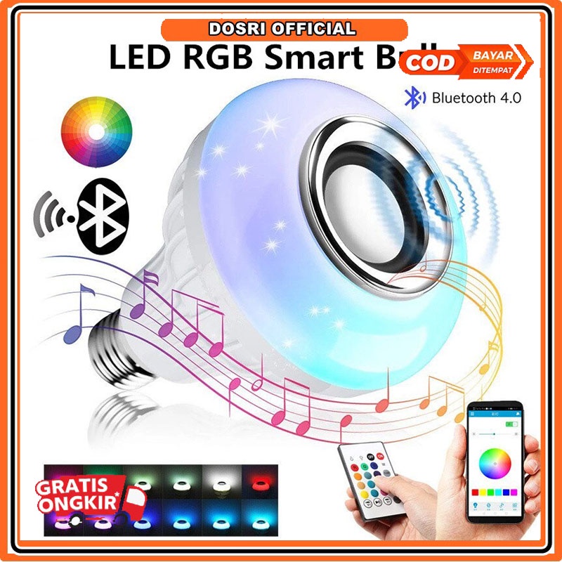 [ BISA COD ] BOHLAM 2 in 1 Speaker Bluetooth Lampu LED Disco RGBW 6w Remote Control 6watt Music Bulb RGB