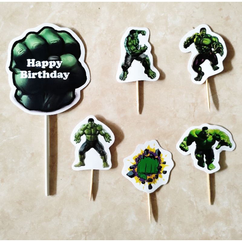 satu set hiasan kue ulang tahun cake topper karakter HULK incredible Hulk