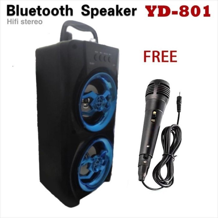 Promo Terbaru!!! Speaker Portable YD-801 Bluetooth Super Bass MP3 Player USB Radio Free Microphone