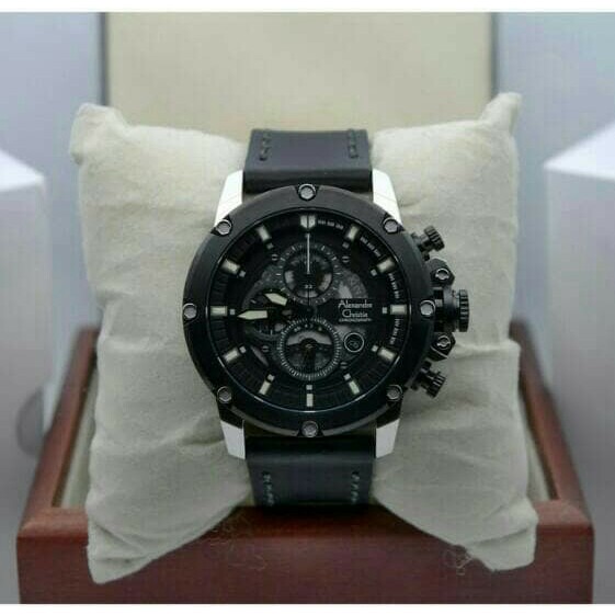 jam tangan pria alexandre christie AC 6416MC HITAM SILVER PLAT HITAM