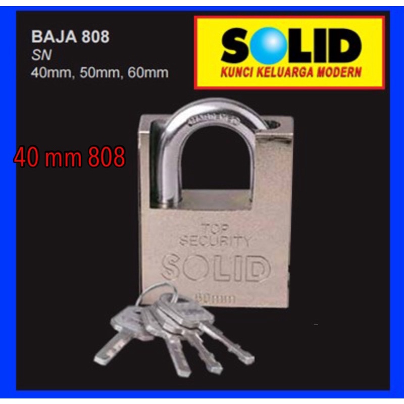 Gembok GEMBOK SOLID BAJA 808 ANTI POTONG Solid Anti Potong gembok 40 mm 808 baja solid/ solid gembok cakram motor/ gembok solid 808 40 mm gembok baju solid Gembok 40 mm solid,gembok motor,gembok pagar,kunci solid