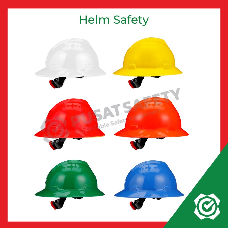 Helm Proyek Kerja Safety MSA V-Gard Fullbrim Lokal With Fastrack
