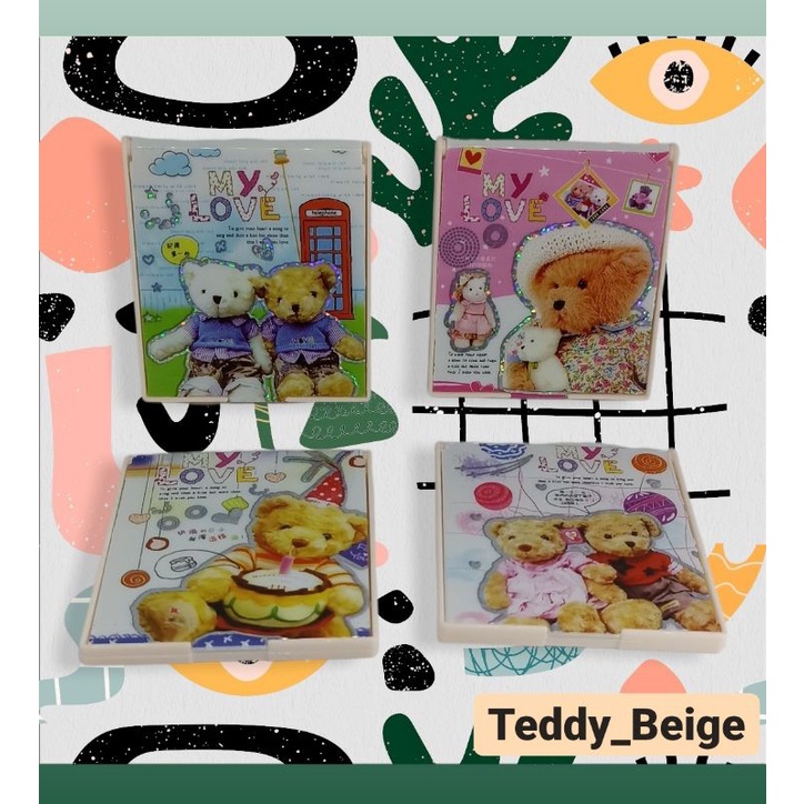 Cermin Saku Karakter Teddy / Cermin Lipat Portable / Cermin Praktis