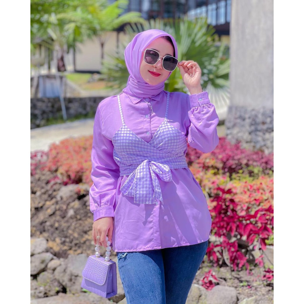 Doli Tunik Atasan Muslim Wanita 2in1 Fashion Korean Style Terlaris