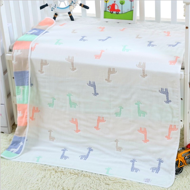 Selimut Bayi 110*105cm 100% Kartun Muslin Newborns Soft Swaddle Motif Jerapah EMS1507 Ecobaby