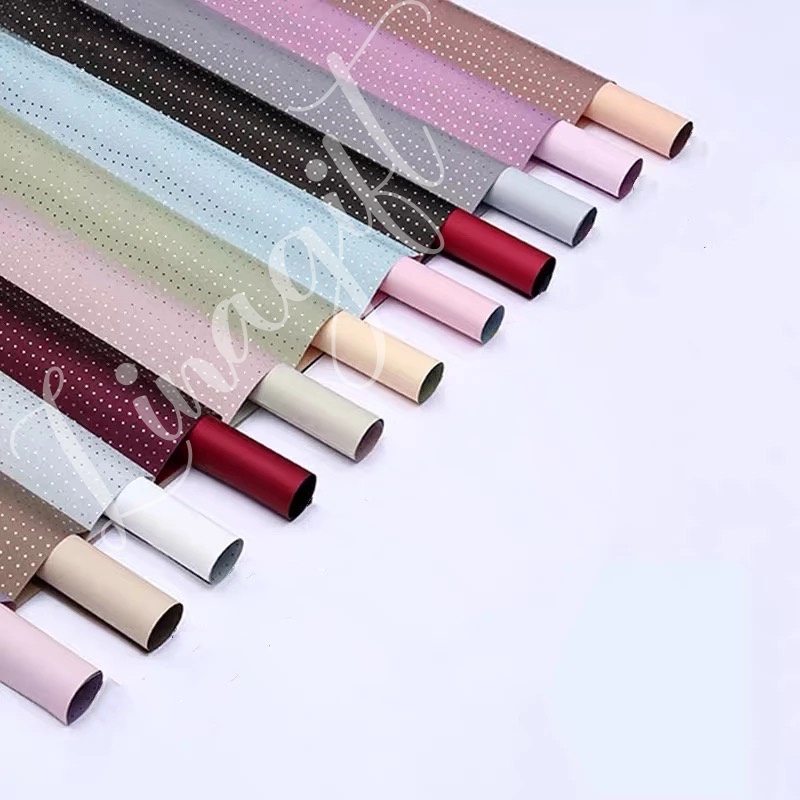 ( 5 Lembar ) BICOLOR SILVER POINT - CELLOPHANE POLKADOT SILVER GLITTER FLOWER WRAPPING PAPER  CELLOPHANE BI COLOR/ KERTAS BUNGA/ BUKET/ FLORIST