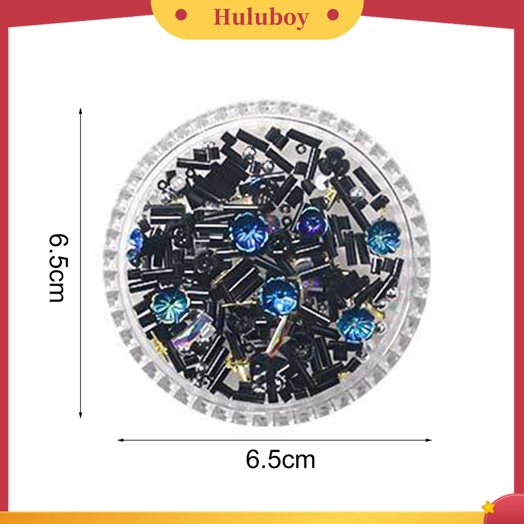 Huluboy Huluboy♡ 1 Kotak Ornamen Kuku 3D Bentuk Bunga Warna-Warni Untuk Wanita