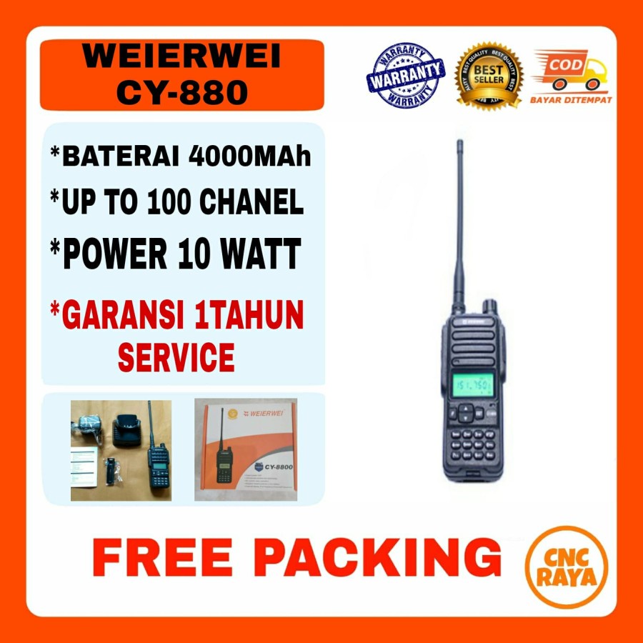 HT Weierwei CY8800 (10watt) VHF single band Garansi 1 Tahun Walkie talkie | Werwei CY 8800 10w VHF (136-174mhz) Battery 4000mAh | Hate werwe CY-8800 SingleBand VHF Handy Talky Radio