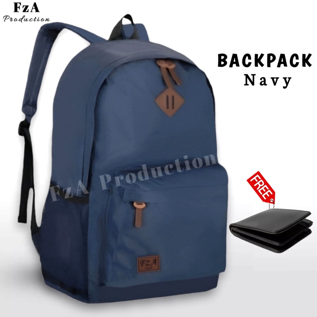 Tas Ransel Punggung Distro Casual Pria Wanita / Tas Ransel Laptop Original - FzA Gratis Dompet BUY 1 GET 1