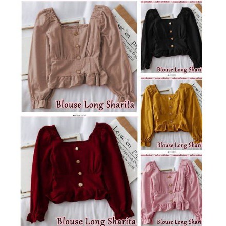 S - Blouse Long Ericcha Fashion Wanita Kekinian Blouse Sabrina / BLOUSE LONG SHARITA POLOS
