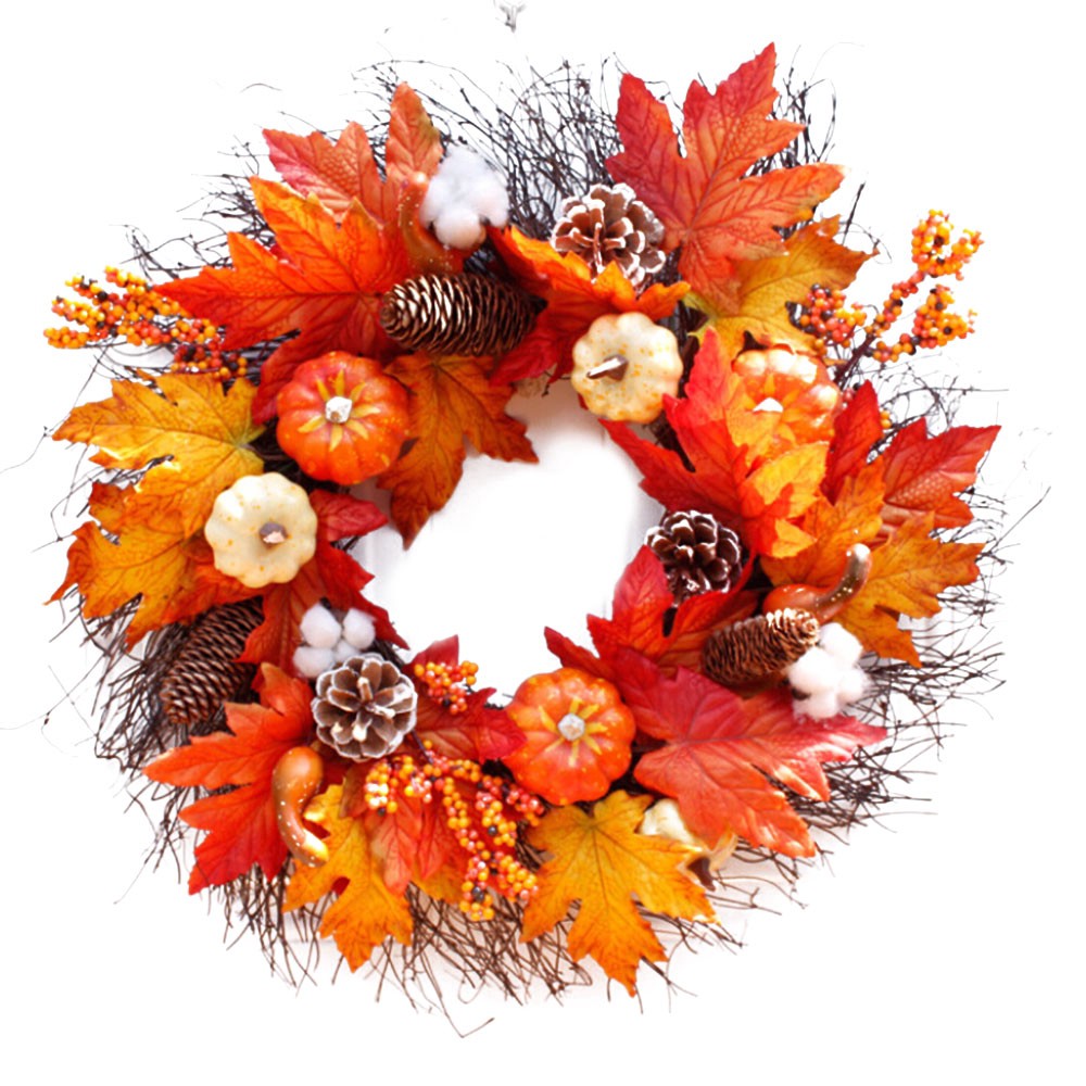 Maple Leaf Christmas Garland Wreath Home Window Decoration Pendant Wreath
