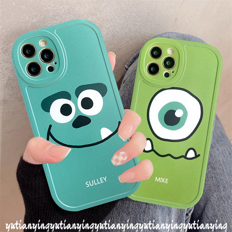 Case Monster Kecil Bermata Besar Hijau Realme C53 C55 10 Pro Plus C25s C35 C31 9i 8i C25 C21 7i C20 C25Y C11 C12 C21Y C15 7 6 5s 6s 8 8Pro 6i 5c17 C3 Pelindung Lensa Oval Soft Tpu