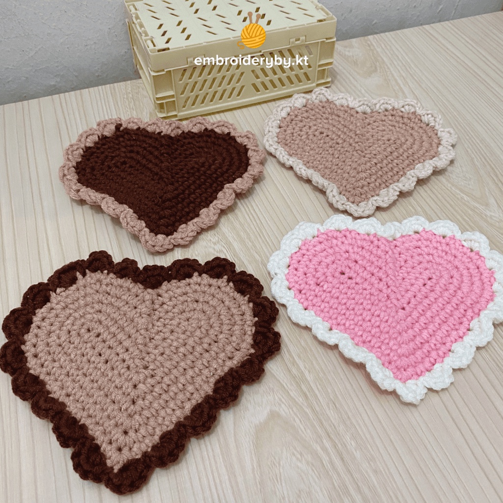 Jual Heart Coaster Crochet / Tatakan Rajut / Alas Gelas | Shopee Indonesia