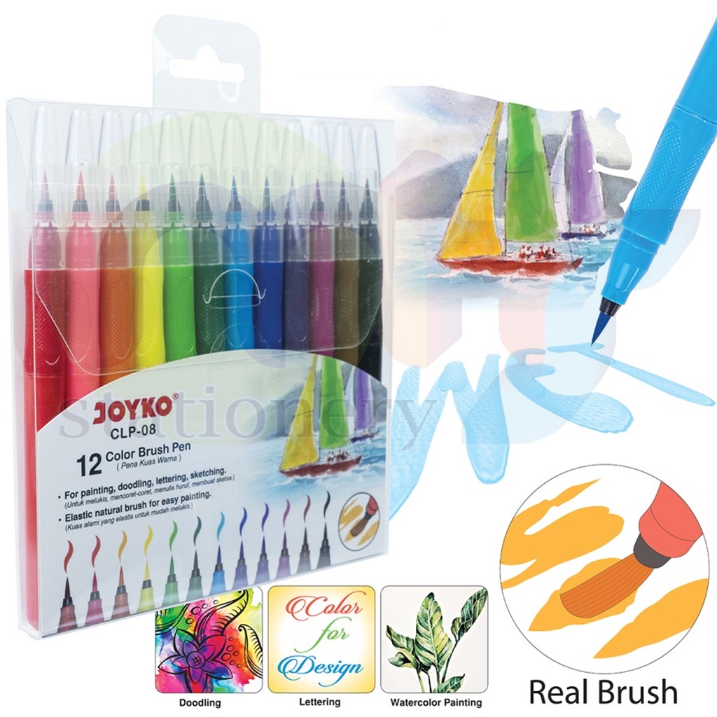 

Color Brush Pen Pena Kuas Warna Joyko CLP-08 12 Warna Color