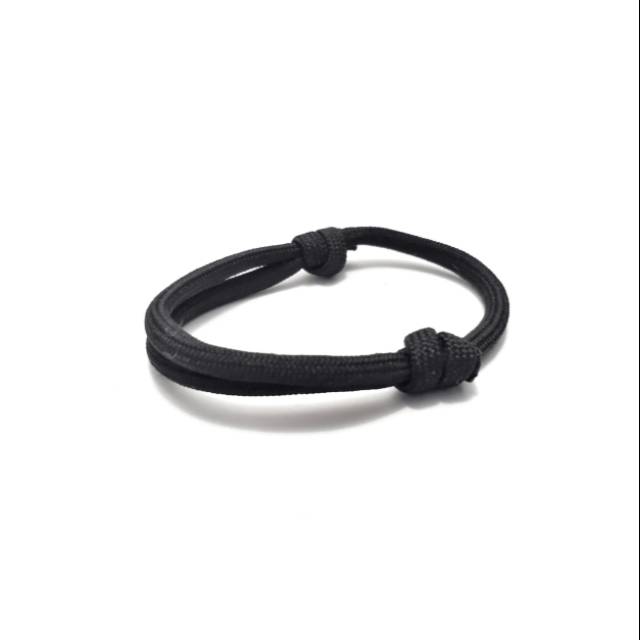 BISA COD Gelang Tali Paracord Hitam Polos / Simple Gelang Pria Gelang Couple Gelang Murah