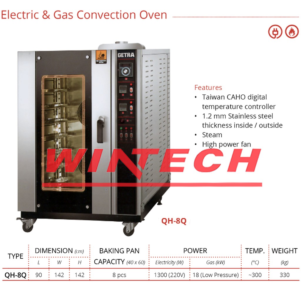 GETRA QH-8Q GAS CONVECTION OVEN 8 LOYANG - OVEN KONVEKSI - Oven Roti Gas - Oven Roti Besar