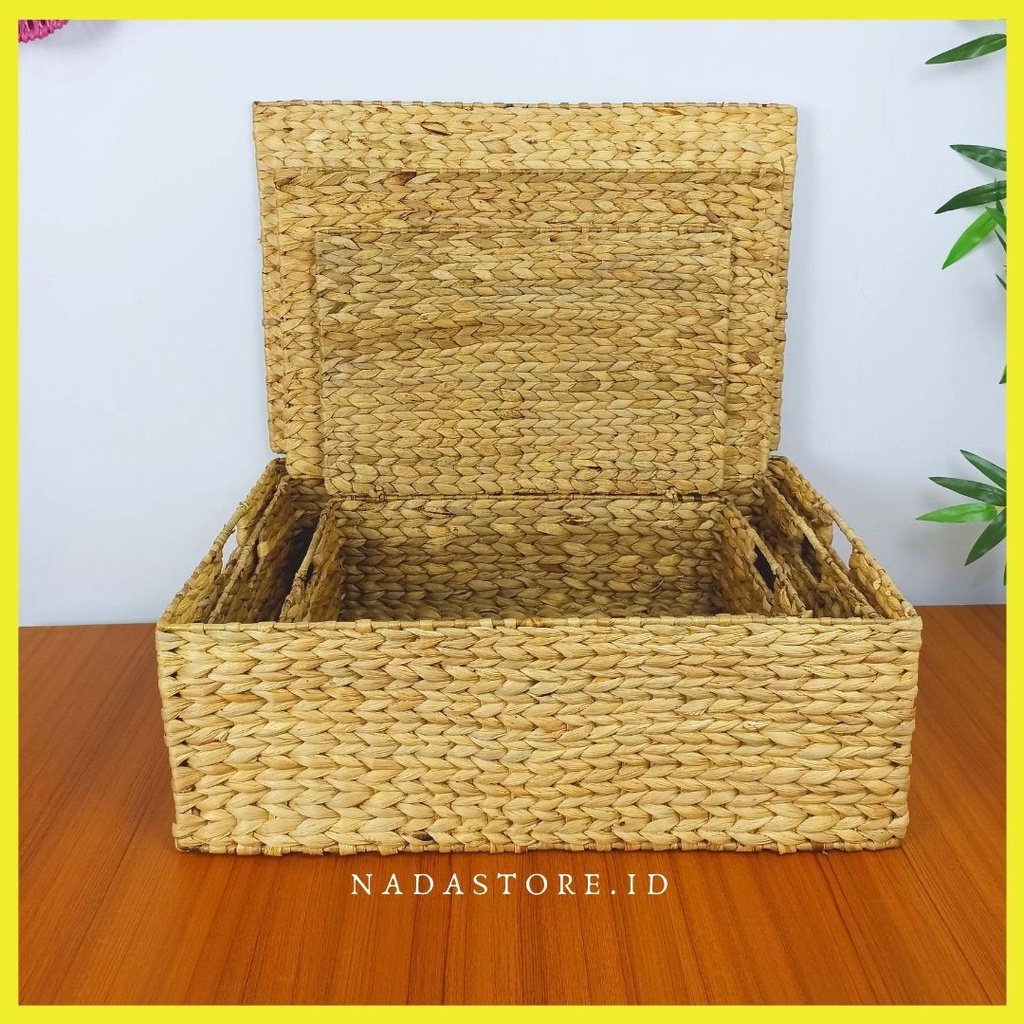 NADASTORE - Storage Box Multifunction with Cap / Kotak Penyimpanan Enceng Gondok