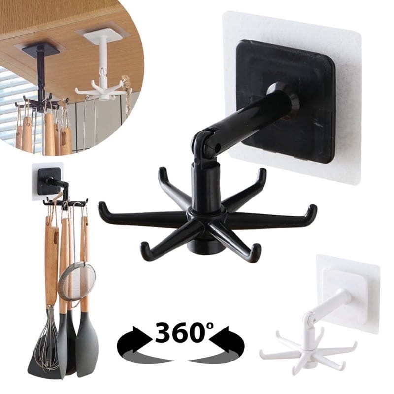 Hook Putar 6 Kait Gantungan Spatula Tempel Dinding Hook Putar 6 Kait