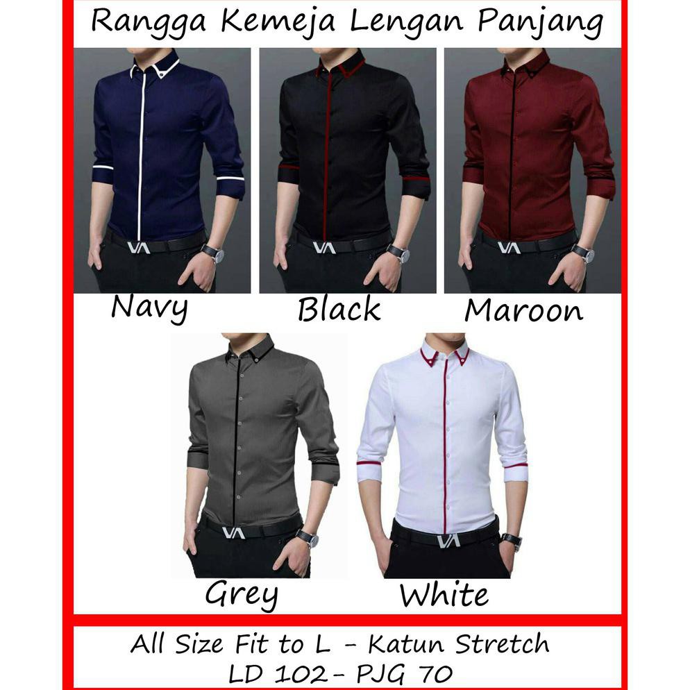 RISRUS FASHION HEM RANGGA PRIA LENGAN PANJANG KEMEJA COWO COWOK MODEL SLIM FIT KATUN STRETCH CASUAL