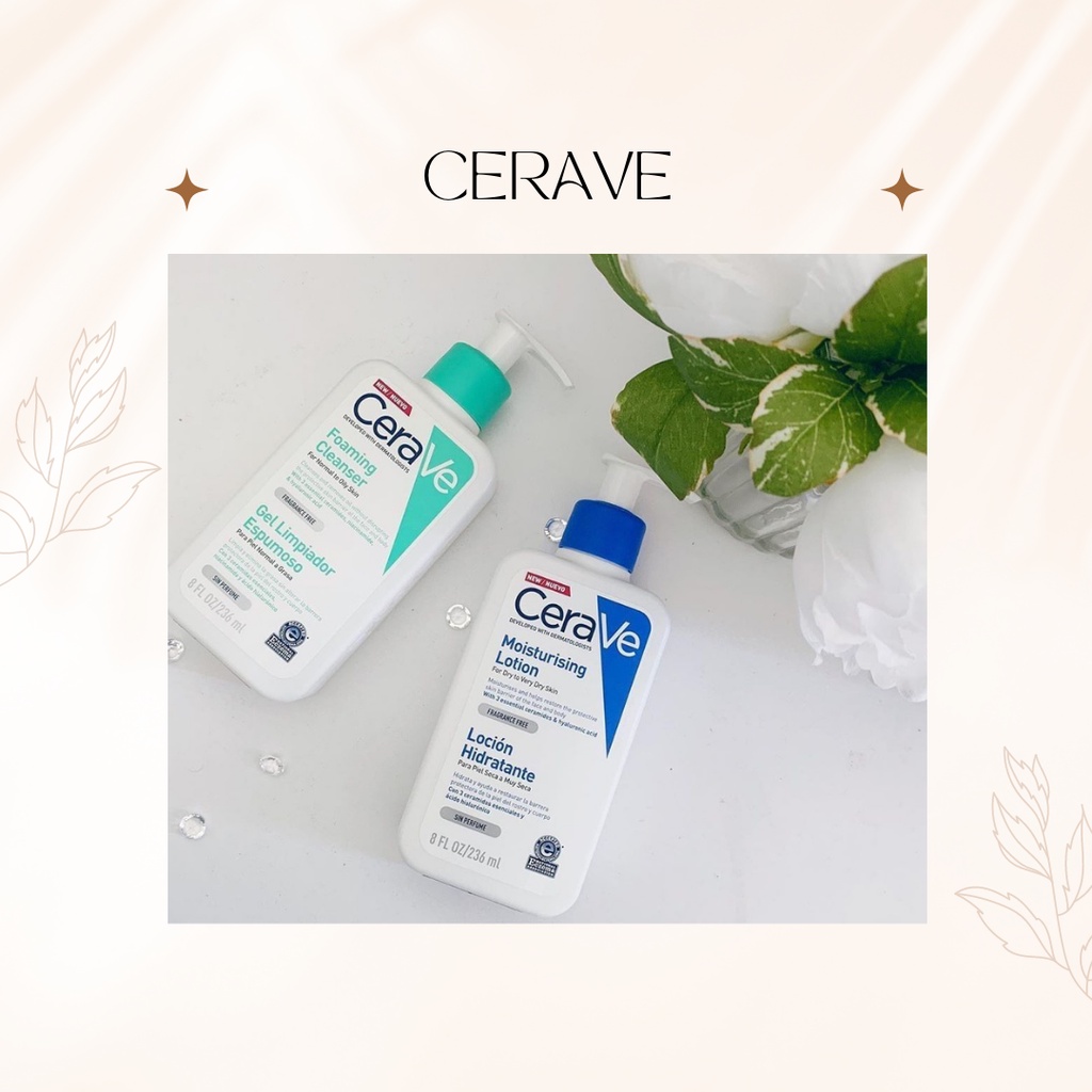 Cerave Moisturising Lotion (236ml) - Cerave Foaming Facial Cleanser (236ml) Face Wash [Original]