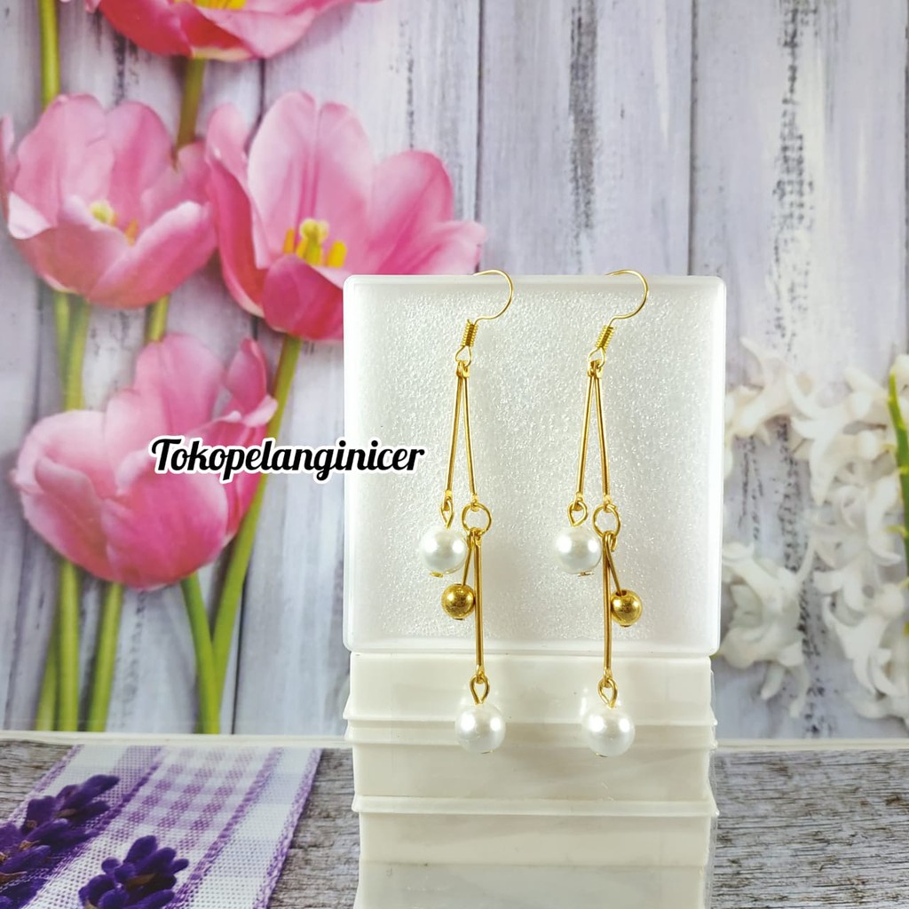 Anting fashion - Anting Lucu - Anting Kerabu Juntai Model Mutiara Kekinian By Tokopelanginicer