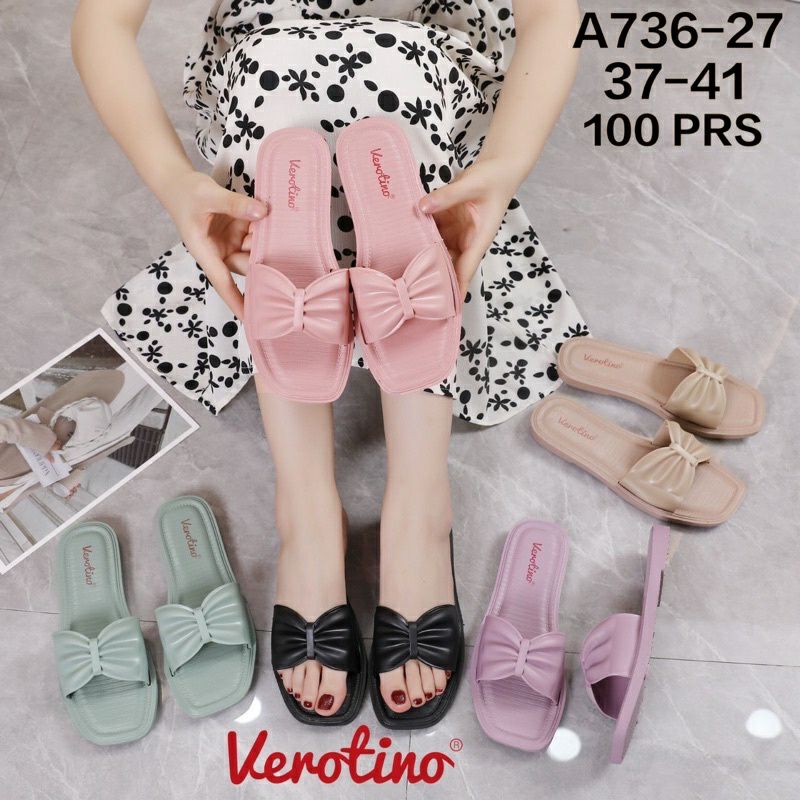 Sandal Slop Pita Sandal Flat Jelly Wanita Terbaru Verotino A736