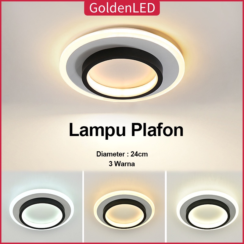 Golden LED Lampu Plafon 3Warna LED Ceiling Light Lampu Hias Rumah Ruang Tamu Kamar Minimalis Tempat Lampu Plafon