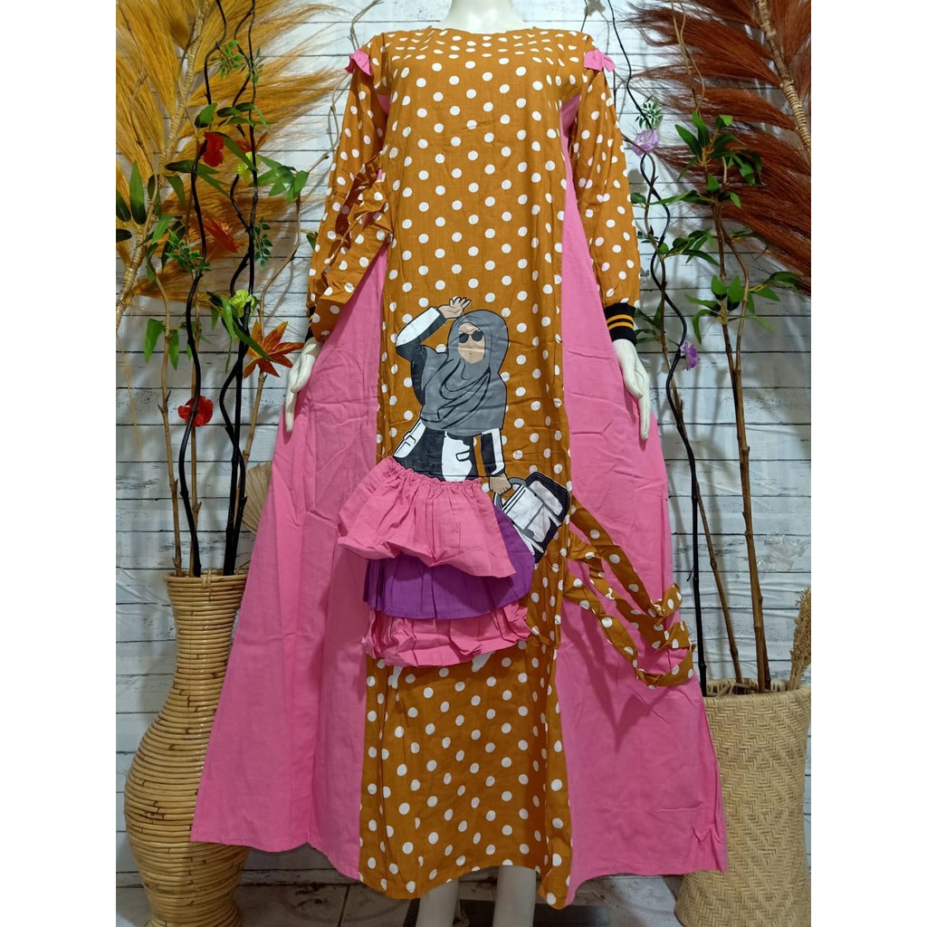 LANGSUNG KIRIM gamis polkadot chitato/gamis katun jepang premium polkadot