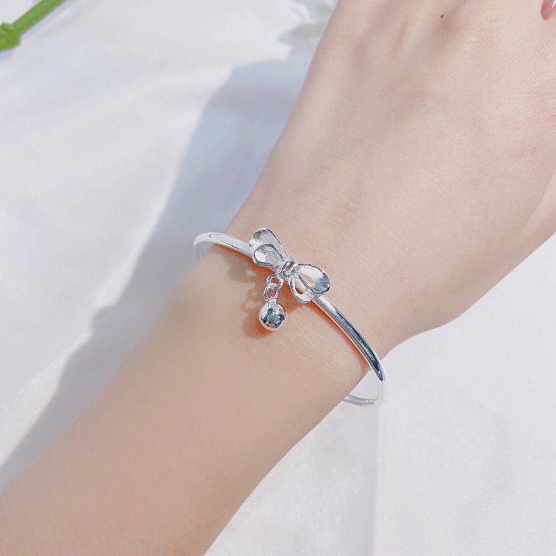 Gelang Tangan Rantai Aksen Pita + Lonceng Gaya Korea Untuk Wanita