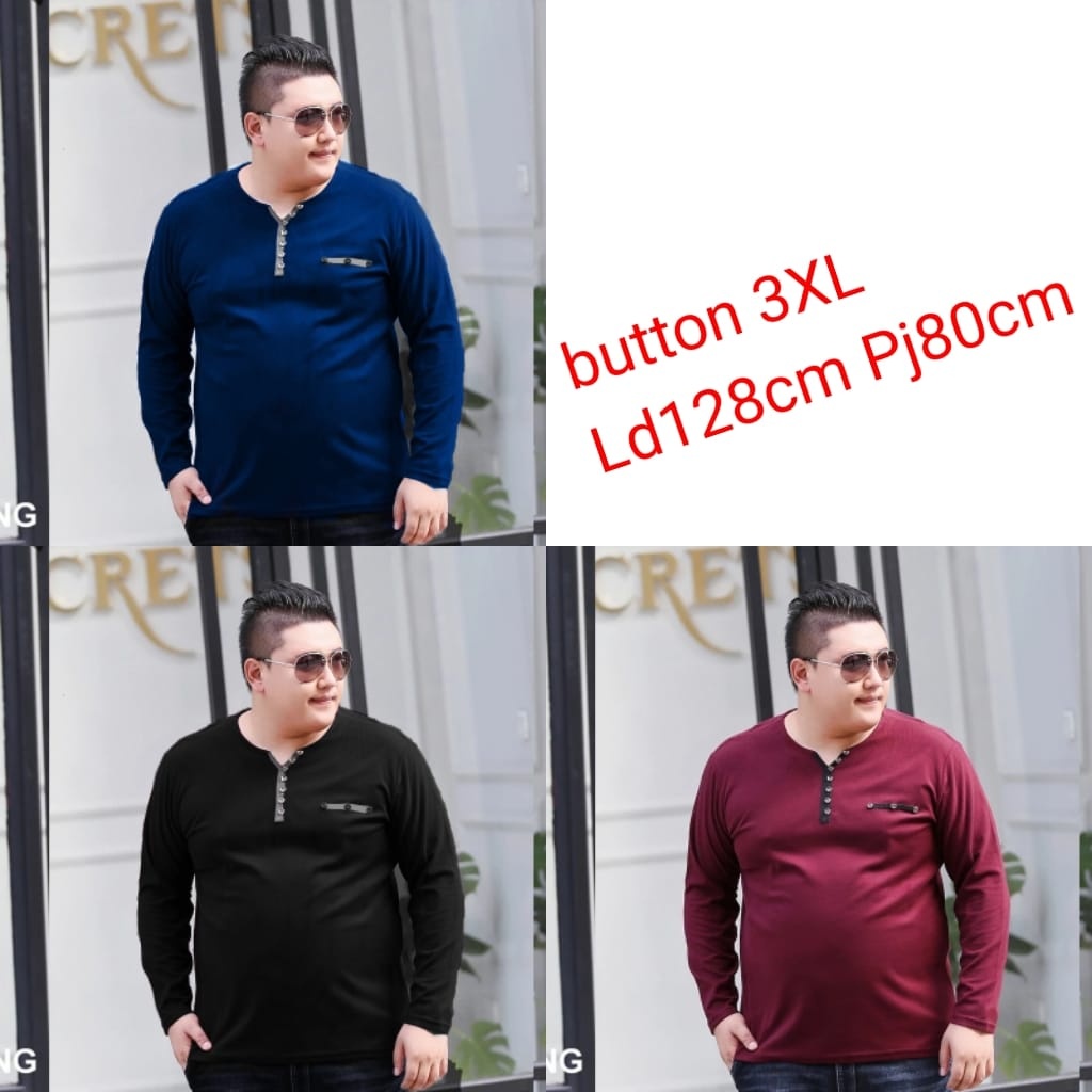 BAJU PRIA JUMBO LENGAN PANJANG BUTTON SIZE XXL &amp; XXXL