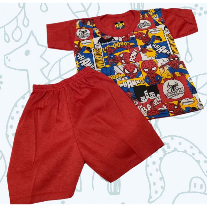 setelan baju anak2 sperderman bahan nya lembut nyaman buat anak2