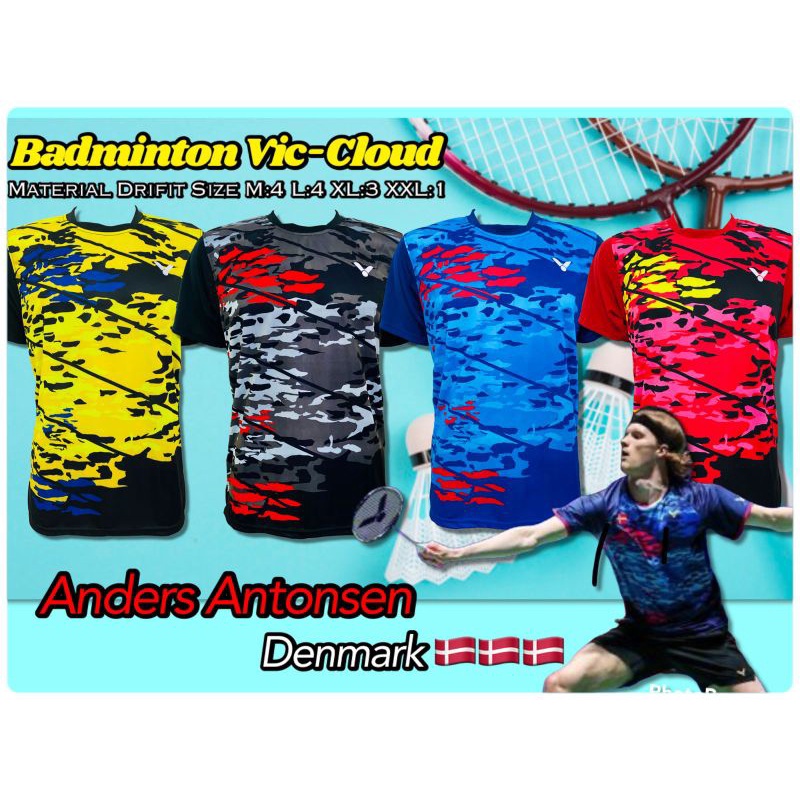 12 PCS - VIC CLOUD / Kaos Badminton / Baju Badminton / Atasan Badminton / Jersey Badminton / Baju Ba