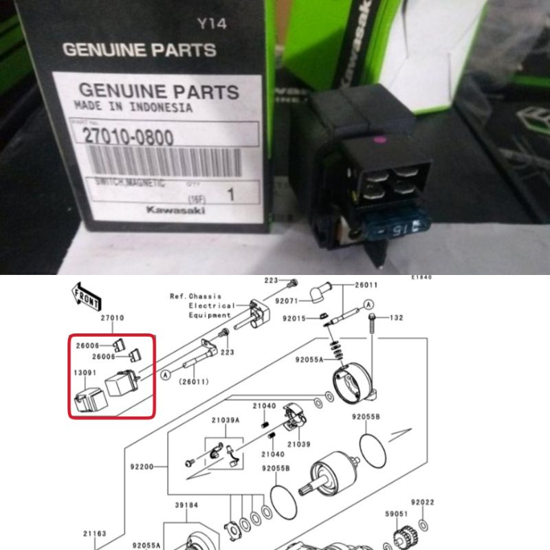 Switch magnetic bendik bandik stater KLX 150 S LAMA original kawasaki