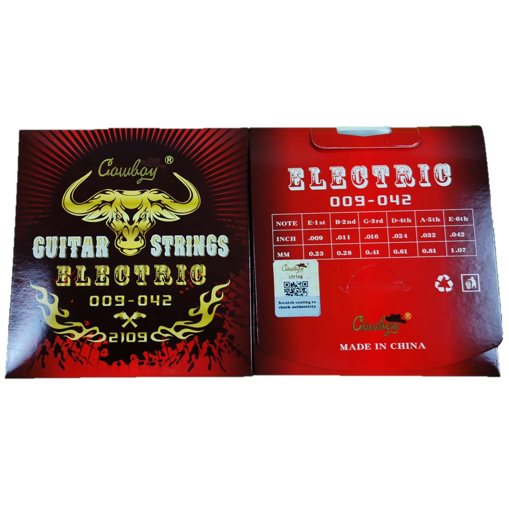 Senar gitar Cowboy 2109 elektrik 009-042 guitar electric strings bonus pick