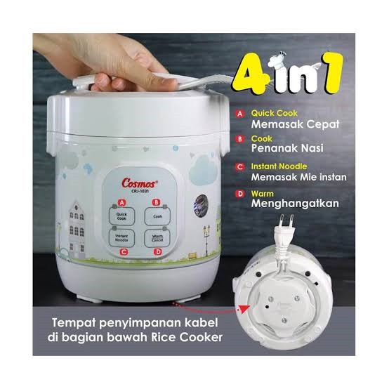 rice cooker cosmos digital CRJ-1031 ukuran mini kapasitas 0.3 liter/mejikom kecil cocok buat travel