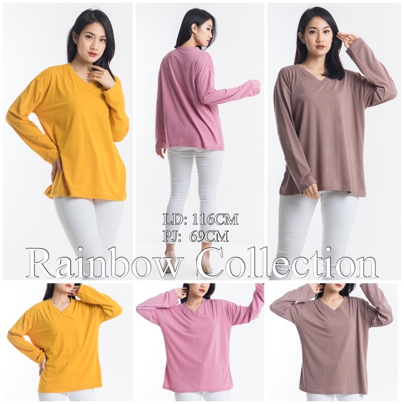 V-NECK JUMBO XXL Panjang / Kaos Polos Basic Vneck Panjang /  t-shirt / Atasan Pakaian Wanita Murah