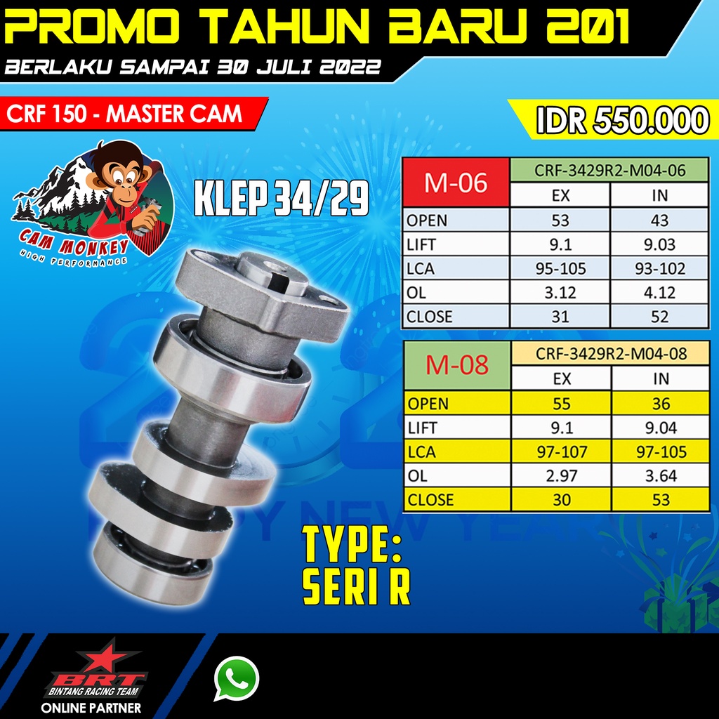 Jual MASTERCAM NOKEN AS CAMSHAFT MONKEY SERI R M-06 M-08 - HONDA CRF ...