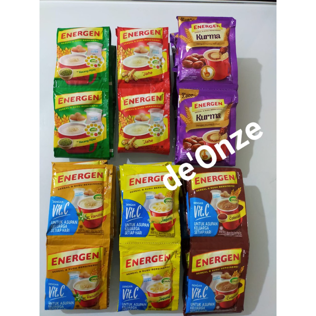 Jual Energen Sereal Cokelat Kacang Hijau Vanilla Jagung Jahe Kurma 1renceng Isi 10pcs Shopee