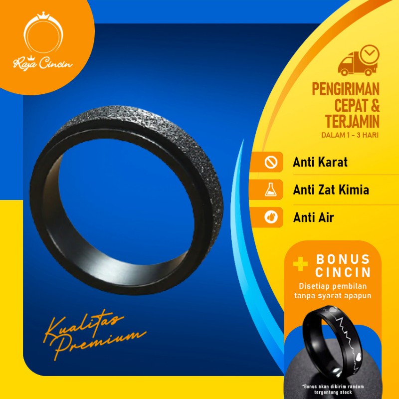 Cincin Palladium Silver Titanium Bts Hitam Polos Simple Fashion Murah Pria Keren