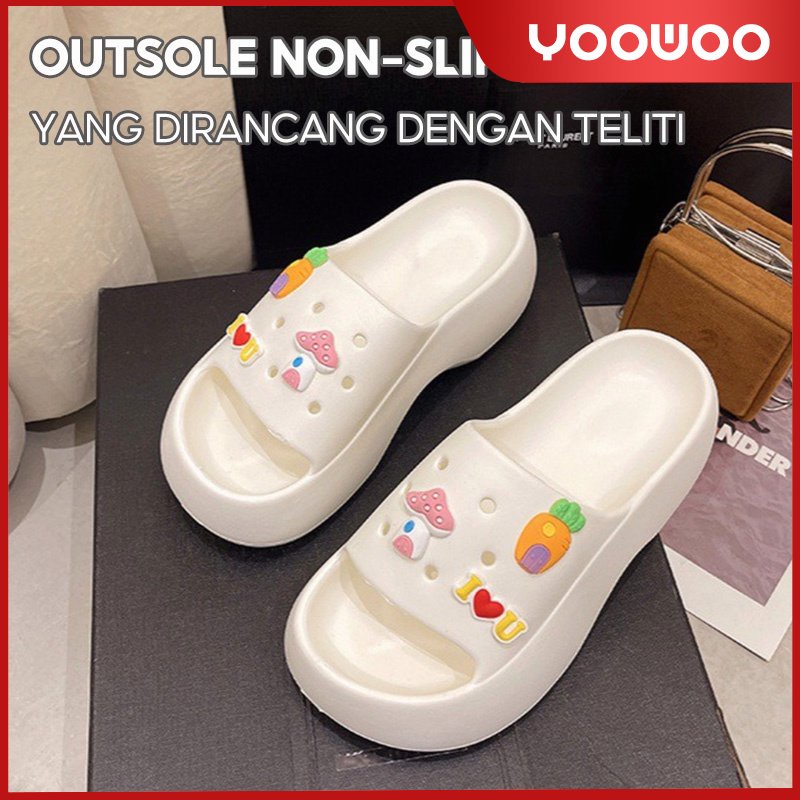 sandal slop wanita/Sandal Fuji/ Motif Bear Import/Sandal Wesges wanita Platfrom Tebal terbaru/Sandal baim