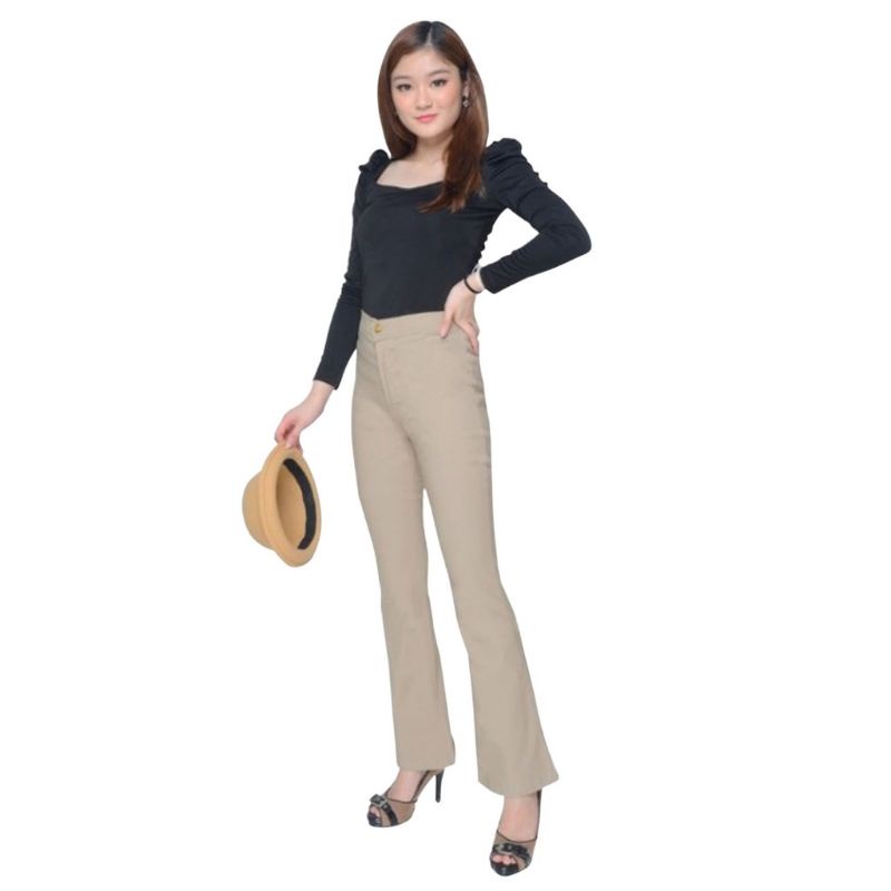 Celana Miss Hotty Cutbray Import Original Jegging HW Highwaist-CREAMSUSU