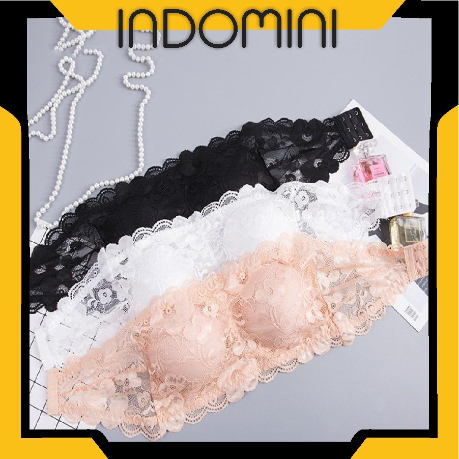 INDOMINI Sport Bra Pakaian Dalam Wanita Bralette Lace BH Busa Tanpa Kawat Kemben Import Murah B026