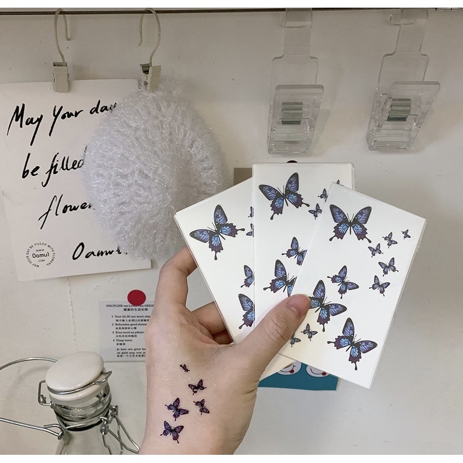 [SCRIBBLE_ID] 1Lembar BUTTERFLY Tato Kupu-Kupu Tattoo Sementara Temporer Nevertheless SongKang S0031