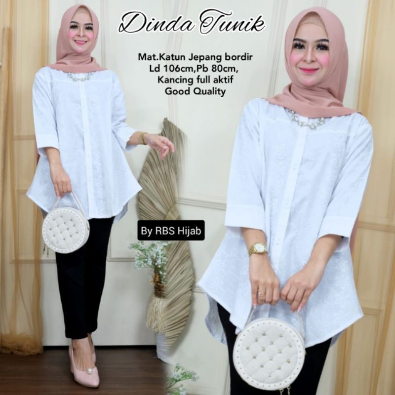 DINDA tunik atasan wanita baju putih katun Jepang BORDIR ORIGINAL by RBS