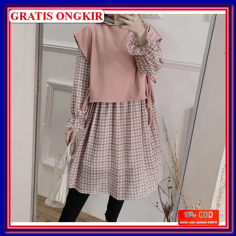 Baju Atasan Long Tunik Terbaru 2021 Model Kekinian Bahn Moscrepe Renda Pesta Kondagan Sleting Blkang