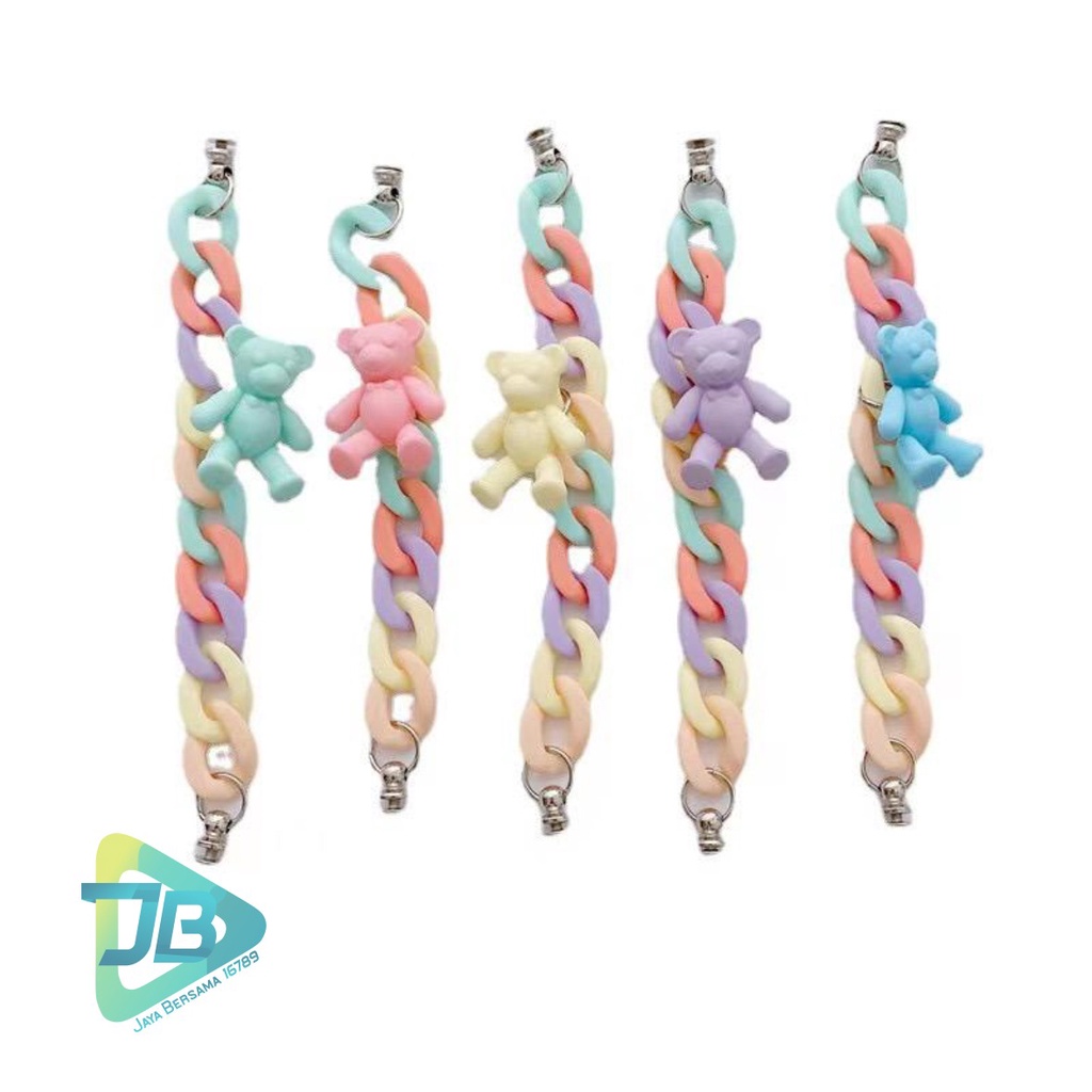 paket gelang tali rantai baut slingcase sling rantai beruang rainbow lanyard universal candy koper choice dove JB5283