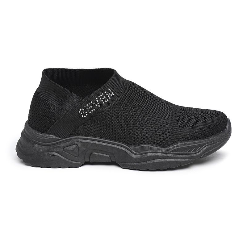 [GROSIR][COD] SEVEN_DAY SEPATU RAJUT WANITA SLIP ON OLAHRAGA TANPA TALI SPORT SHOES HITAM FZ-73