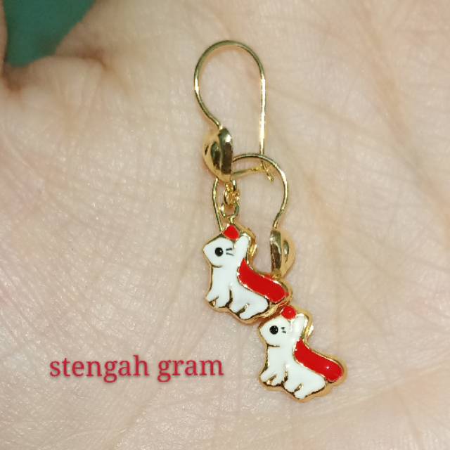 Anting kuda poni N1 red emas muda