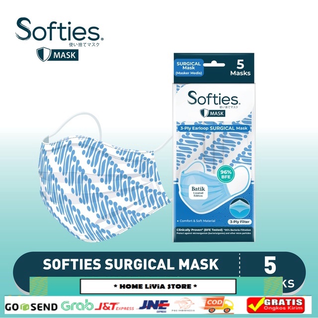 Softies Surgical Mask Batik Parang 5s (Random Color)