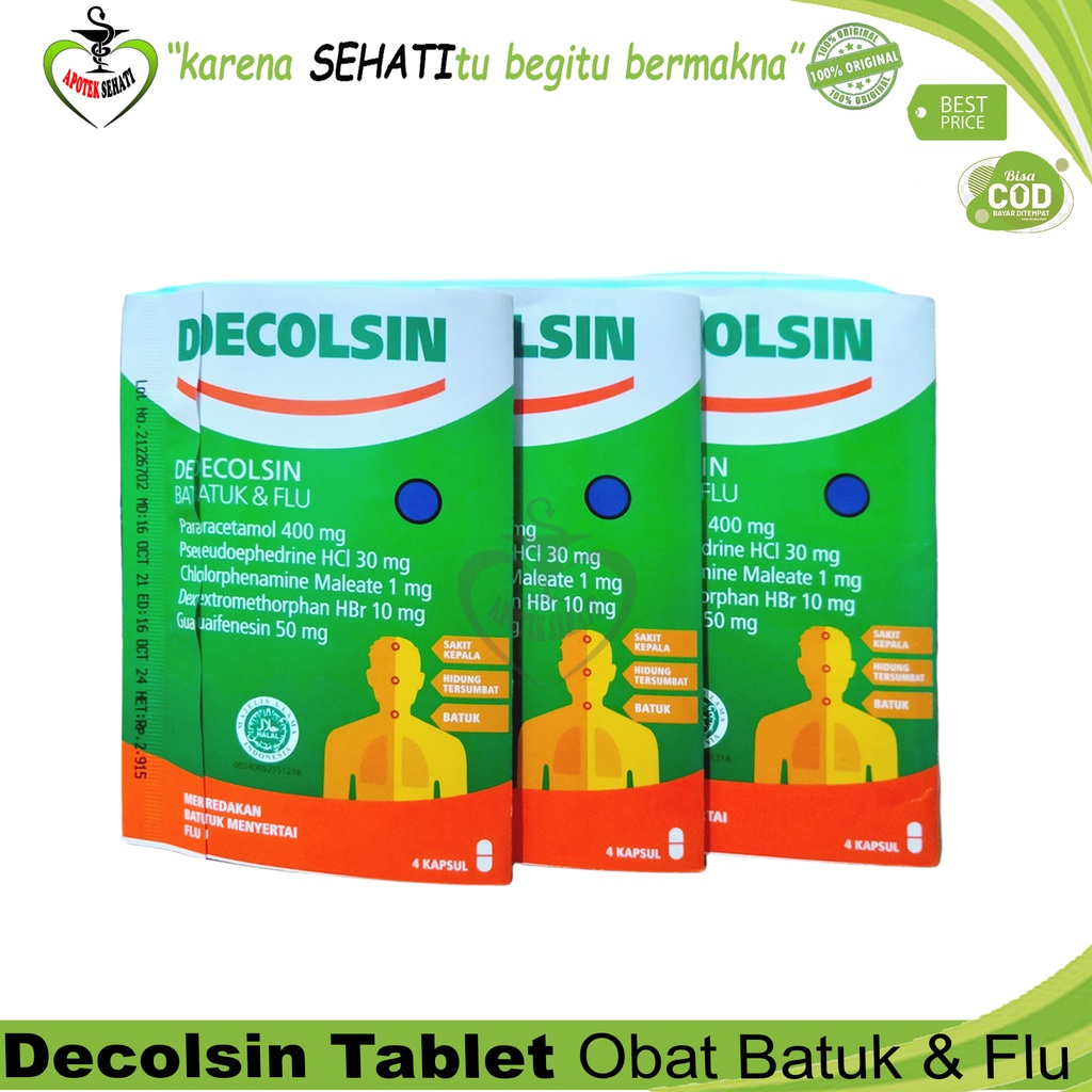 DECOLSIN BATUK &amp; FLU 1 STRIP @ 4 KAPSUL